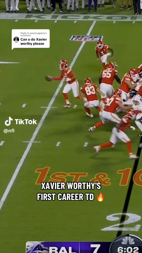 Replying to @weezzygeezy rook is too fast to catch 🏃 💨 #xavierworthy #kansascity #chiefs #nfl #nflkickoff