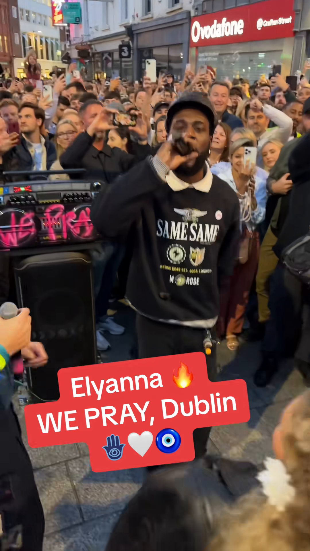 Elyanna 🔥 WE PRAY, Dublin 🪬🤍🧿 @elyanna @Little Simz @Burna Boy @TINI  #dublin @TikTok street perform